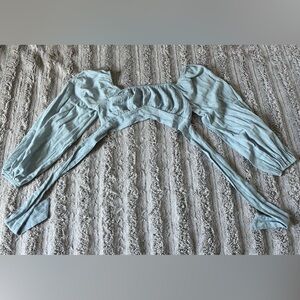 Small Blue tie crop top